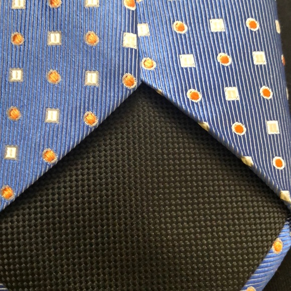 Nordstrom 100% Silk Tie Blue, Light Gray & Orange - Picture 5 of 8